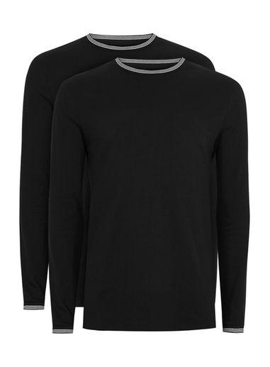 Topman Mens Black Tipped Ringer T-shirt 2 Pack*