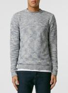 Topman Mens Blue 3 Colour Twist Bagel Neck Sweater