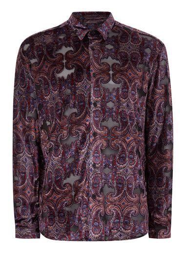 Topman Mens Multi Long Sleeve Paisley Shirt