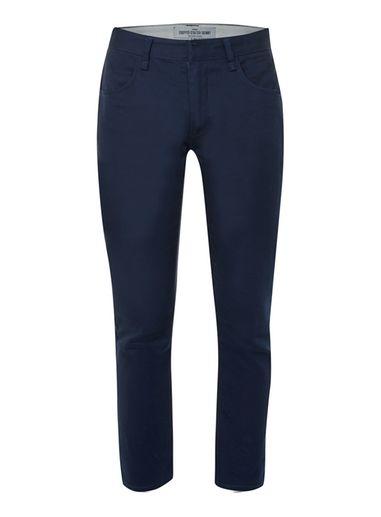 Topman Mens Blue Navy Twill Cropped Stretch Skinny Pants