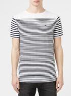 Topman Mens Hilfiger Denim White And Navy Stripe T-shirt