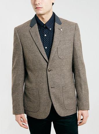 Topman Mens Yellow Peter Werth Beige Vienna Check Blazer*