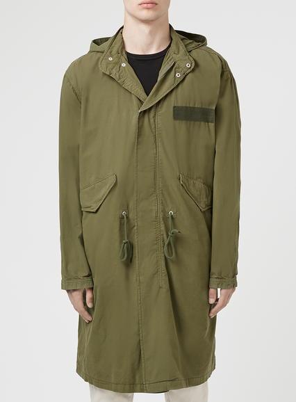 Topman Mens Green Khaki Military Style Parka