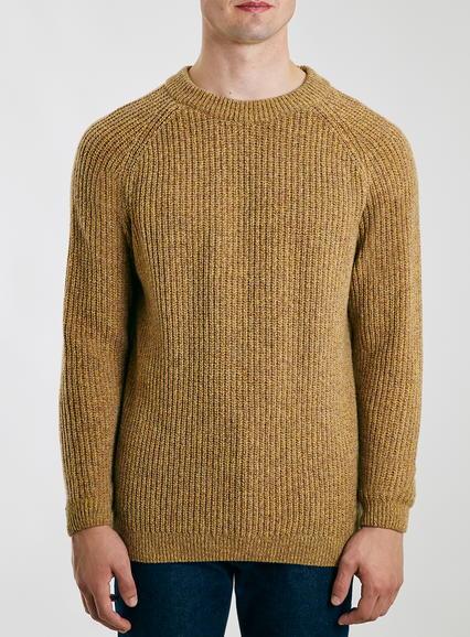 Topman Mens Yellow Ltd Core Lambswool Mustard Crew Jumper