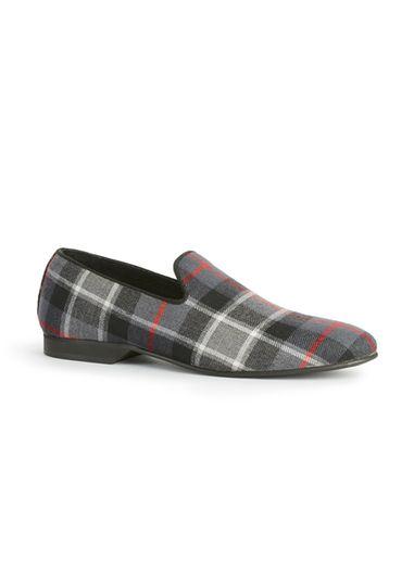 Topman Mens Grey Kilt Check Tassel Loafers