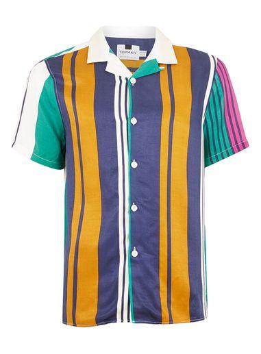 Topman Mens Multi Stripe Revere Shirt
