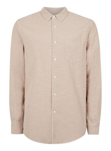 Topman Mens Ltd Brown Slub Cotton Shirt