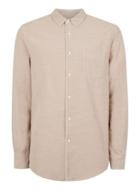 Topman Mens Ltd Brown Slub Cotton Shirt