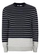 Topman Mens Blue Navy And Grey Ripple Stripe Sweater
