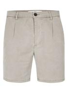 Topman Mens Grey Pleated Slim Cotton Shorts