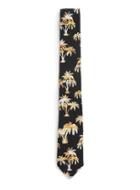 Topman Mens Brown Black And Stone Palm Print Tie