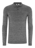 Topman Mens Grey Salt And Pepper Muscle Knitted Polo