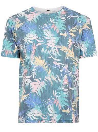 Topman Mens Green Branch Print T-shirt