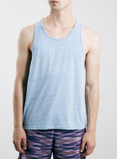 Topman Mens Blue Neppy Slim Fit Tank
