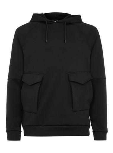 Topman Mens Black Bonded Overhead Hoodie