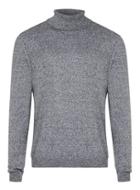 Topman Mens Mid Grey Black And White Twist Turtle Neck Sweater