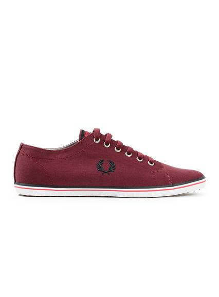 Topman Mens Fred Perry Burgundy Twill Plimsolls