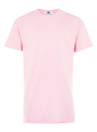 Topman Mens Pink Step Hem Longline T-shirt