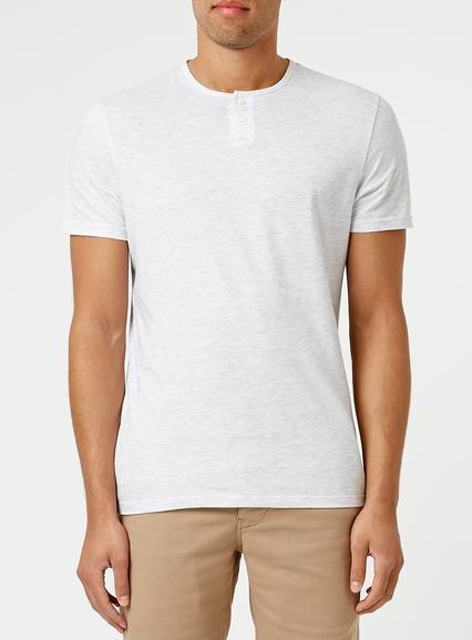 Topman Mens Mid Grey Light Grey Frost Marl Grandad T-shirt