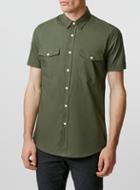 Topman Mens Green Khaki Short Sleeve Shirt