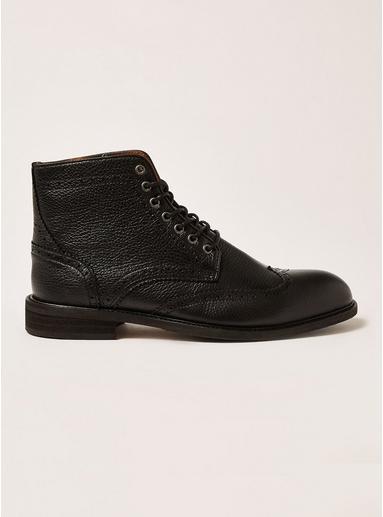 Topman Mens Selected Homme Black Leather Baxter Brogue Boots