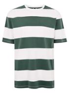 Topman Mens Multi Green And White Stripe T-shirt