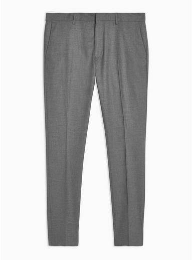 Topman Mens Grey Super Skinny Fit Suit Trousers
