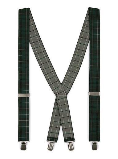 Topman Mens Multi Suspenders In Black And Green Blackwatch Check Detailing