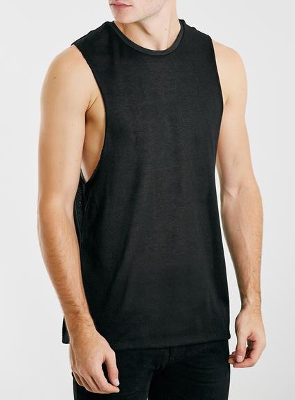 Topman Mens Black Loose Knit Tank
