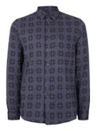 Topman Mens Blue Navy Jacquard Cross Casual Shirt