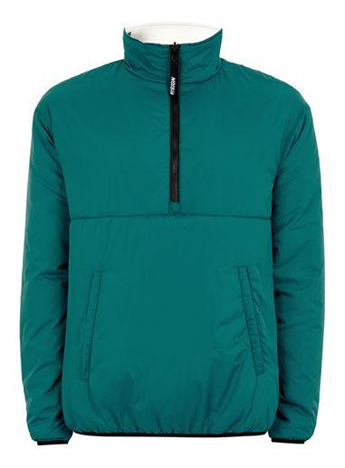 Topman Mens Multi Vision Street Wear Reversible Teal And Off White Jacket