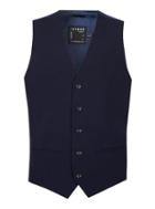 Topman Mens Blue Navy Skinny Fit Suit Vest Containing Wool