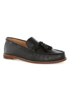 Topman Mens Black Leather Weaved Loafers