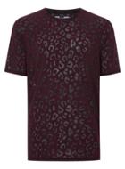 Topman Mens Red Burgundy Leopard Print Mesh T-shirt