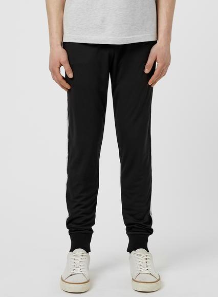 Topman Mens Blue Antioch Black Track Joggers With Side Panel Taping*