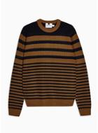 Topman Mens Multi Toffee And Navy Stripe Sweater
