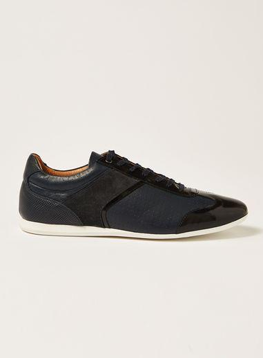 Topman Mens Navy Patent 'haste' Slim Retro Trainers