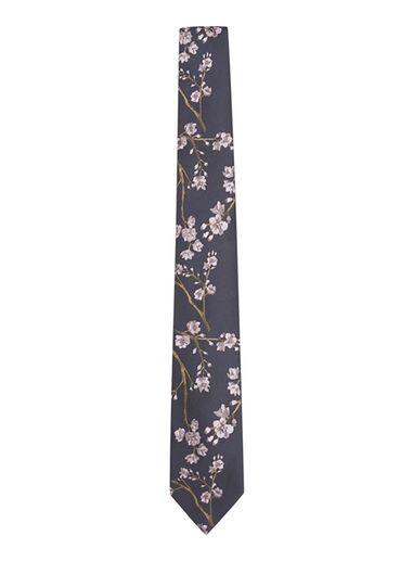 Topman Mens Blue Navy Foral Print Tie