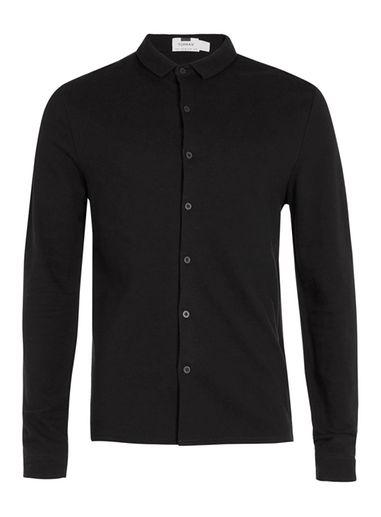 Topman Mens Black Jersey Long Sleeve Shirt