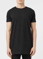 Topman Mens Siksilk Black Longline Pleat T-shirt*