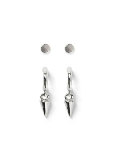 Topman Mens Silver Look Stud And Spike Hoop Earrings Pack*