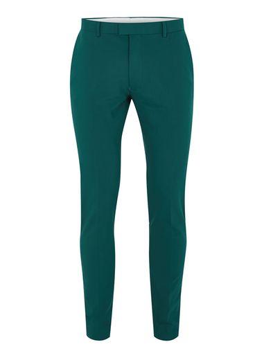 Topman Mens Green Teal Ultra Skinny Suit Pants