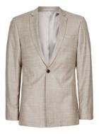 Topman Mens Stone Crosshatch Wool Skinny Fit Suit Jacket