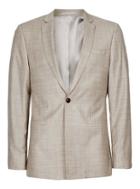 Topman Mens Stone Crosshatch Wool Skinny Fit Suit Jacket