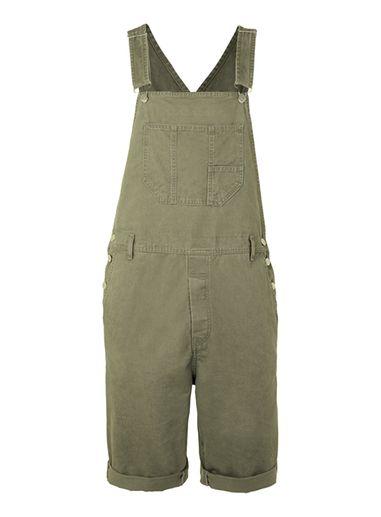 Topman Mens Washed Khaki Chino Short Dungarees