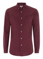 Topman Mens Red Burgundy Stretch Skinny Oxford Shirt
