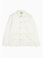 Topman Mens Cream Ecru Denim Three Pocket Overshirt