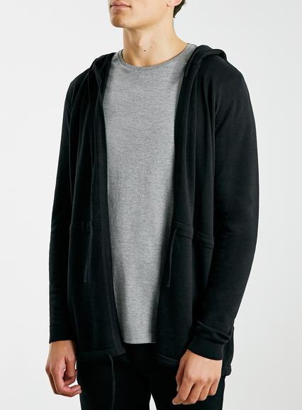 Topman Mens Black Knitted Parka
