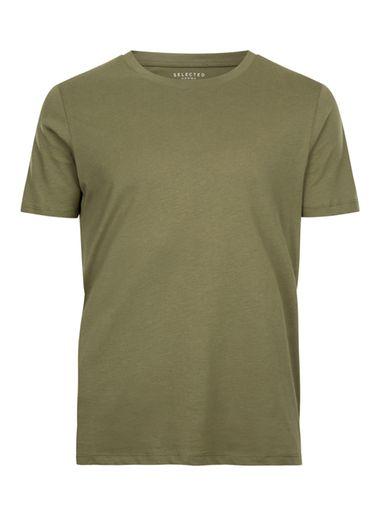 Topman Mens Selected Homme Khaki O-neck T-shirt