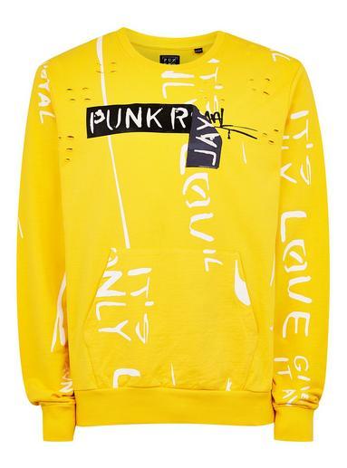 Topman Mens Punk Royal Yellow Repeat Print Sweatshirt